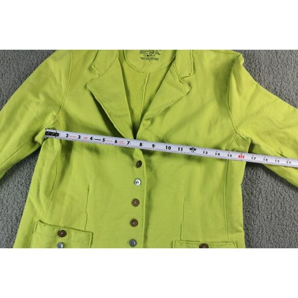 New Neon Buddha Jacket Womens Small Cotton Neon Green 2 Pockets Funky Buttons - Picture 7 of 9